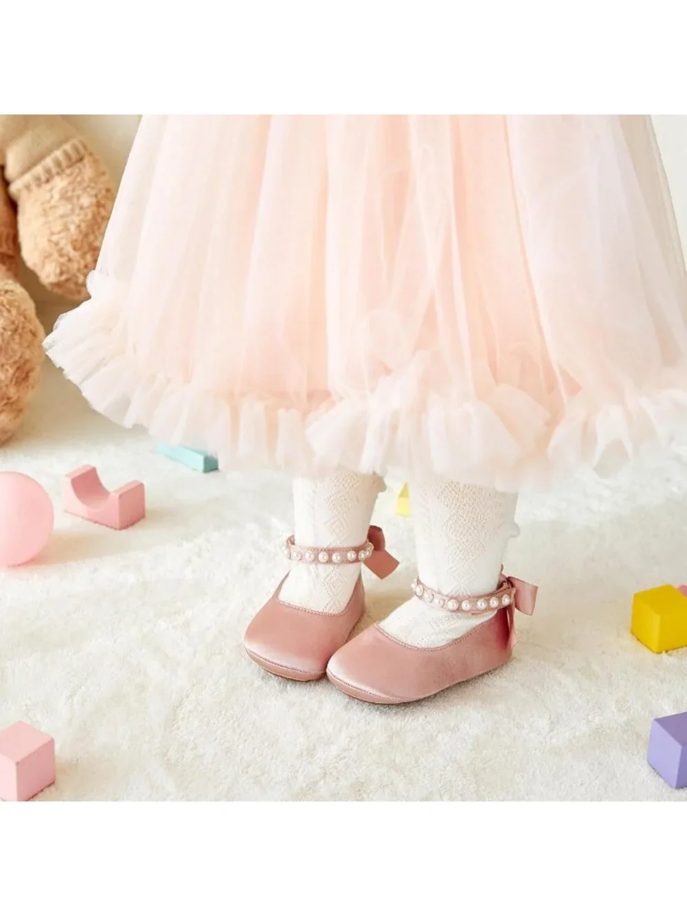 Adorable Baby Girls' Mary Jane Flats - Soft Rubber Sole Walking Shoes for